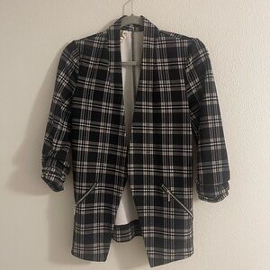 Plaid Open-Front Women's blazer